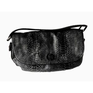 Vintage Antonio Melani Shoulder Bag Crock Embossed Blk Purse With Duster Bag Vtg